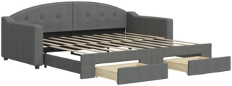 vidaXL Tagesbett Ausziehbar mit Schubladen Dunkelgrau 90x190 cm Stoff 3197577