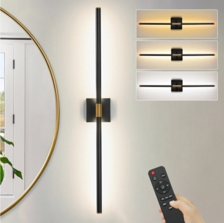 LMaxhome LED Wandleuchte Akku Wandlampe mit Fernbedienung Innen 10000mAh 72CM Kabellose Dimmbar, 1 Stück, LED fest integriert, 3000 K/4000 K/6000 K, 360° Drehbare Wiederaufladbar, 8W, Timing-Funktionen, Treppenhauslampe