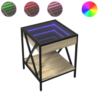 Couchtisch, Sofatisch mit Infinity-LED Sonoma-Eiche 40 x 40 x 49 cm