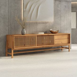 IDIMEX Lowboard ADAMO, Sideboard 180 cm aus Massivholz mit Lamellenschiebetüren Eiche Finish