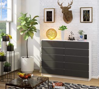 Raumhirsch Furniture Kommode mit 8 Schubladen 160 cm breit Holz Schrank, (viele Farbvarianten - Maße: 161 x 121 x 40 cm) - Hochwertig & stabil