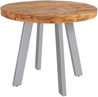 Esstisch rund Mangoholz massiv 80 cm silber ADELINA 527692