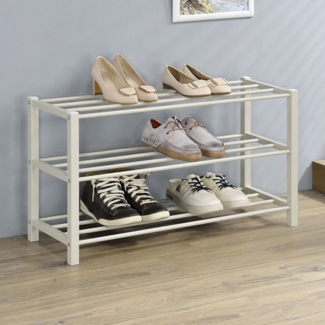 IDIMEX Schuhregal NAVAN, Schuhaufbewahrung aus Metall mit 3 Ablagen beige