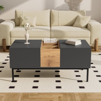 Ulife Couchtisch Höhenverstellbarer Satztisch, Wohnzimmertisch, Beistelltisch, mit verstellbarem Tischplatte, 100x50 cm