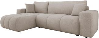 Mirjan24 'Furyn' Ecksofa mit Bettkasten und Schlaffunktion, L-Form, dunkelbeige, 244 x 145 x 82 cm