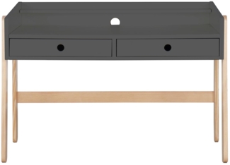 Schreibtisch 108 x 55 cm aus MDF Grau mit Pinienholz Beinen und Schubladen