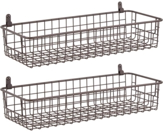 mDesign Wandregal Ablage Ablagekorb Aufbewahrung Organizer 2er-Set Metall Bronze