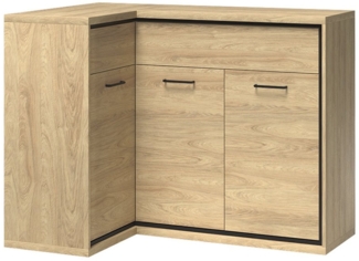 Lomadox Kommode MEGARA-161, Eckschrank Sideboard Schrank modern in braun mit Eiche Hickory Design