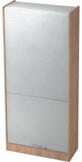 Rollladenschrank 90cm, 5OH BM Nussbaum / Silber