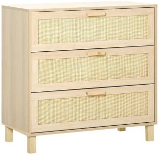 HOMCOM Kommode Beistellschrank, Sideboard mit 3 Schubladen (Schubladenschrank, 1 St, Aufbewahrungsschrank), für Schlafzimmer, Wohnzimmer, Natur