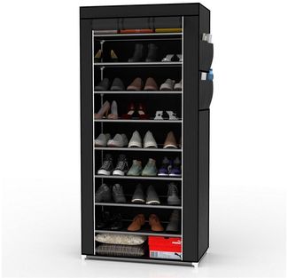 Intirilife Kleiderschrank (Stoffschrank) Faltschrank 170x58x28 cm Kleiderschrank Schuhregal mit 9 Ablagefächern