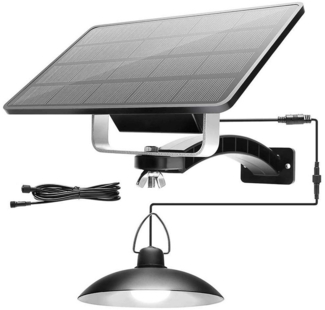 Rosnek Außen-Deckenleuchte 1/2/3/4 Kopf, Solar-Pendelleuchten, für Shop Hof Garage Veranda, 1 Solarmodul mit 1 Lampe, IP65 wasserdicht Solarlampen für Außen Innen
