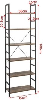 EUGAD Bücherregal, 1-tlg, Standregal, Küchenregal, 6 offenen Regalebenen