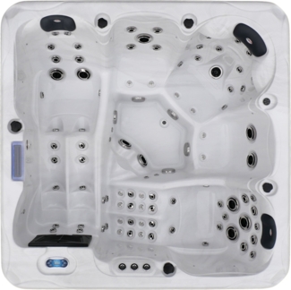Outdoorwhirlpool HAWAII WHITE MARBLE inkl. Abdeckung und Stiege 220x220x95 cm