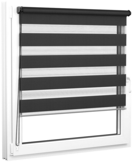 Doppelrollo Doppelrollo, 30x120 cm, schwarz, jalousiescout, verdunkelnd, mit Bohren/ohne Bohren, freihängend, Klemm- oder Schraubmontage, freihängend, Klemmträger, Montage mit oder ohne Bohren