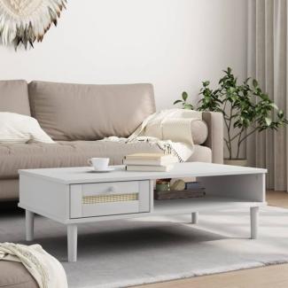 vidaXL Couchtisch SENJA Rattan-Optik Weiß 100x55x33 cm Kiefernholz 358047