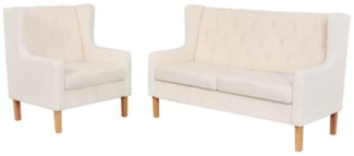 Sofa-Set 2-tlg. Stoff Cremeweiß [274928]