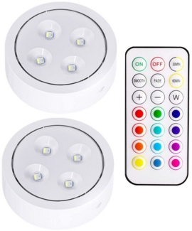 Jibenhome LED Unterbauleuchte RGB LED Unterschrankleucht Kabellose, Kleiderschranklitch Fernbedienung, Batteriebetrieben Unterbauleuchte, 13Farben & 2Modi,4 Helligkeit