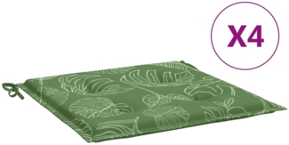 vidaXL Stuhlkissen, 4 Stk., Stoff Blattmuster, 40 x 40 x 3 cm