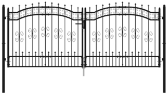 vidaXL Zauntor mit Speerspitze Schwarz 305x125 cm Pulverbeschichteter Stahl 151096