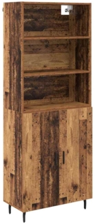 vidaXL Highboard Altholz 69,5 x 34 x 180 cm Engineered Wood und Glas 3415686