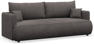 Selsey 'Ovo Mini' 3-Sitzer Schlafsofa mit Bettkasten, Velours Easy-Clean, dunkelgrau
