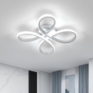Goeco Deckenleuchte Blumenförmige LED-Deckenleuchte aus Aluminium, 30W, 6500K, LED fest integriert, Kaltweiß, Ra80, 30cm Durchmesser - Für Wohnzimmer & Flur