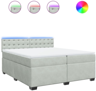 vidaXL Boxspringbett mit Matratze Hellgrau 200x200 cm Samt 3288714