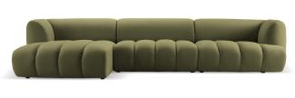 Micadoni Modulares Ecksofa Harry 5-Sitzer Links Samtstoff Hellgrün