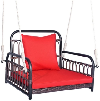 COSTWAY Hängesessel, ohne Gestell, mit Kissen, Rattan 180kg höhenverstellbar