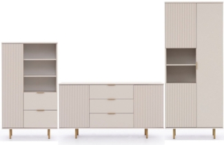 Marmex Möbel Wohnzimmer-Set NUBIA SET 09 Wohnzimmer-Set Regal Kommode Standregal, (3-St)