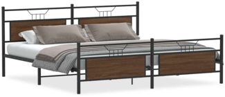 vidaXL Metallbett ohne Matratze Braun Eichen-Optik 193x203 cm 3325105