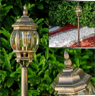 hofstein Außen-Stehlampe »Meyen« Außenleuchte Wegeleuchte in antikem Look, ohne Leuchtmittel, Aluguss in Braun/Gold mit Kunststoff-Scheiben, E27, IP44