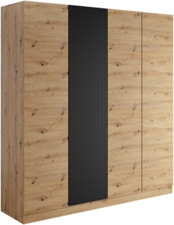 Kleiderschrank Cowilo 4D (Farbe: Artisan Eiche + Schwarz)