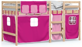 vidaXL Kinderhochbett mit Vorhängen Rosa 90x190 cm Massivholz Kiefer 3283828