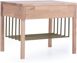 Dico Massivholz Buche/Wildeiche Nachttisch mit Metalleinsätzen Beistelltisch 960.12 Farbe: 03 Buche weiß lackiert, Metall schwarz