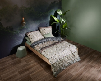 Fleuresse Mako-Satin Bettwäsche 200x220 Mosaik Ornamente grün braun 114561-05