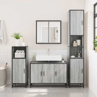 vidaXL Waschbeckenunterschrank Grau Sonoma 90x33x60 cm Holzwerkstoff 849272