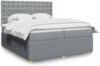 vidaXL Boxspringbett mit Matratze Hellgrau 200x200 cm Stoff 3294477