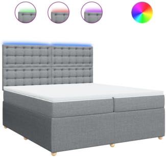 vidaXL Boxspringbett mit Matratze Hellgrau 200x200 cm Stoff 3294477