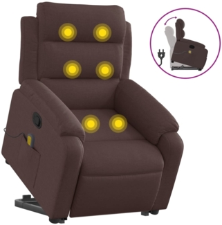 vidaXL Massagesessel mit Aufstehhilfe Dunkelbraun Stoff 3204997