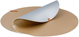 Levandeo® Platzset, 4er Set Platzset Tischsets 38cm Rund Silber Gold Tischmatte