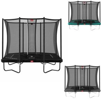 BERG Trampolin rechteckig 280x190 cm grau mit Sicherheitsnetz Comfort Ultim Favorit Regular