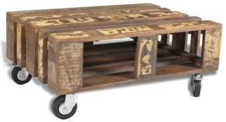 vidaXL Couchtisch mit 4 Rollen Altholz 240949