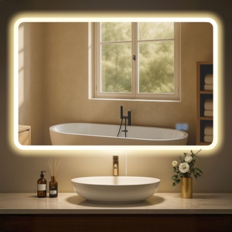 CLP Badspiegel Jericho Anti-Beschlag LED-Beleuchtung dimmbar 3 Licht-Modi,70x100 cm