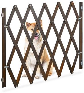 Relaxdays Hundeabsperrgitter ausziehbar bis 140 cm, 87-99 hoch, Bambus, Hunde Schutzgitter für Treppe & Tür, Braun