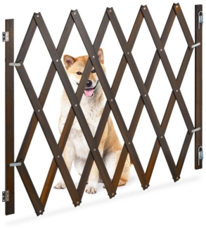 Relaxdays Hundeabsperrgitter ausziehbar bis 140 cm, 87-99 hoch, Bambus, Hunde Schutzgitter für Treppe & Tür, Braun