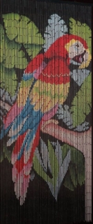 CONACORD Türvorhang Decona Papagei Dekovorhang bunt, Hakenaufhängung, halbtransparent, 90 x 200 cm, Bambus - blickdicht dank hoher Stranganzahl