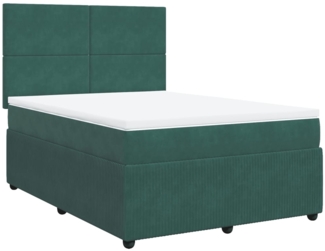 vidaXL Boxspringbett mit Matratze Dunkelgrün 160x200 cm Samt 3292379