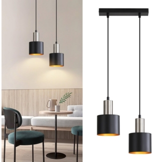 Nettlife Hängeleuchte Schwarz Gold Vintage 1/2/3 Flammig Esstisch E27 Pendelleuchte, Höhenverstellbar, LED wechselbar, Metall Pendelleuchte Essbereich Hängelampe